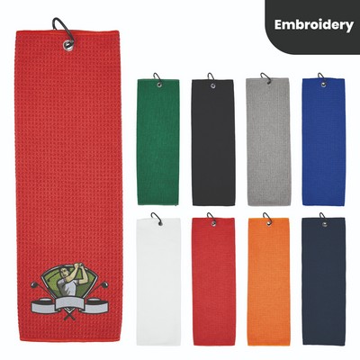 Unique Waffle Texture Golf Towel With Hook Holes